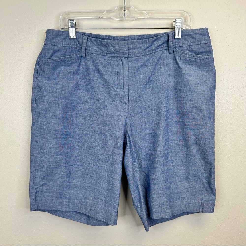 100% Cotton Blue Shorts Talbots Size 12 Preppy Travel Lightweight Summer Beach - Picture 3 of 12